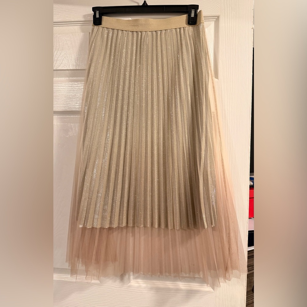 On Hold‼️Studio West Shimmering Gold and Tan A-Line Skirt